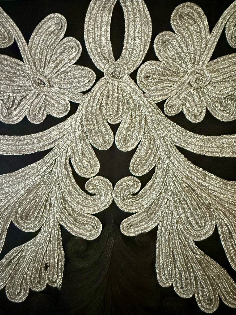 Frank Lyman Design Black Midi Cocktail Dress with Silver Embroidered Appliqué - Picture 3 of 7